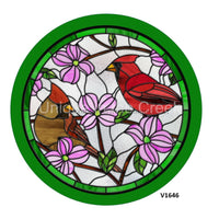 Thumbnail for CARDINALS / FLOWERS STAINED GLASS LOOK SPRING EVERYDAY 10.5" Vinyl Wreath Sign - UTIC-VINYL-V1646