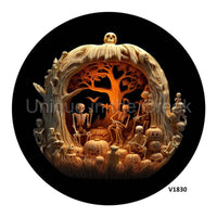 Thumbnail for CARVED PUMPKIN 3D HALLOWEEN FALL 10.5" Vinyl Wreath Sign - UTIC-VINYL-V1830