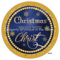 Thumbnail for Christmas Begins With Christ Religious 10.5" Vinyl Wreath Sign - UTIC-VINYL-V1516