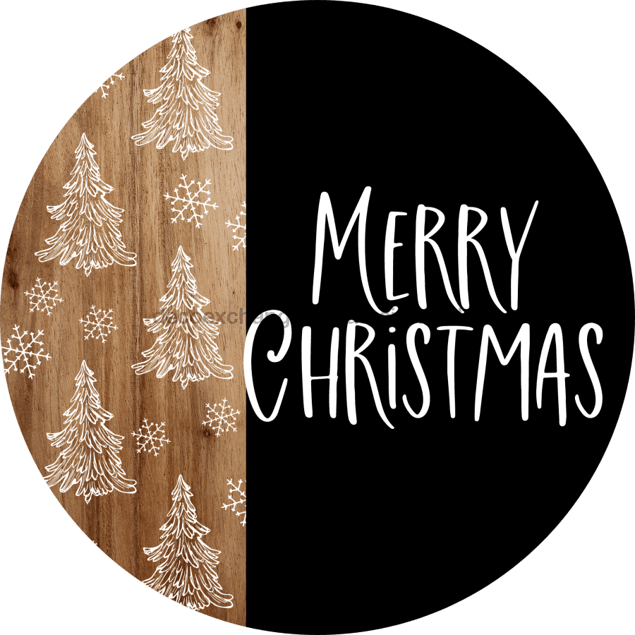 Wreath Sign Christmas Wreath Sign Merry Black And White Decoe-2405 For Round vinyl