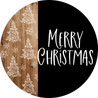 Thumbnail for Wreath Sign Christmas Wreath Sign Merry Black And White Decoe-2405 For Round vinyl
