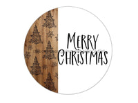 Thumbnail for Wreath Sign Christmas Wreath Sign Merry Black And White Decoe-2406 For Round vinyl