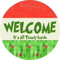 Thumbnail for Wreath Sign Christmas Wreath Sign Welcome Red Heart Toasty Inside Decoe-2367 For Round vinyl