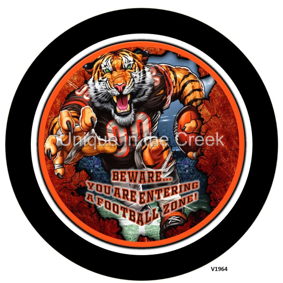 CIN Football BLACK/ORANGE Beware...you are entering a football zone 10.5" Vinyl Wreath Sign - UTIC-VINYL-V1964