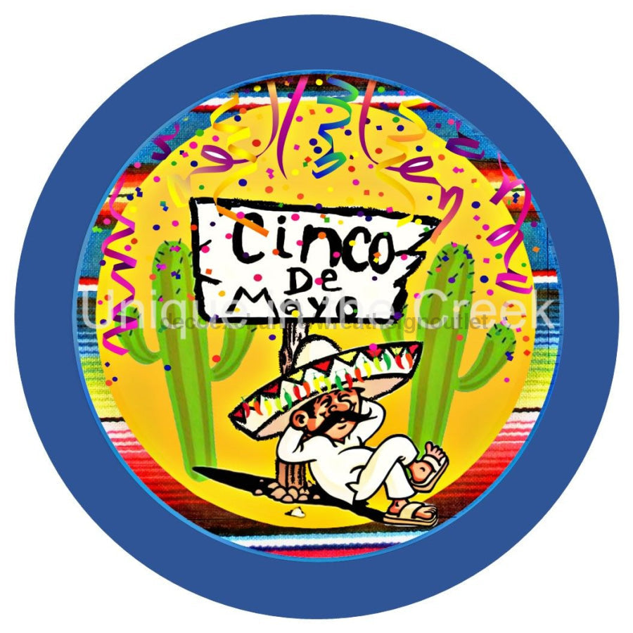 CINCO DE MAYO CACTUS 10.5" Vinyl Wreath Sign - UTIC-VINYL-V1218