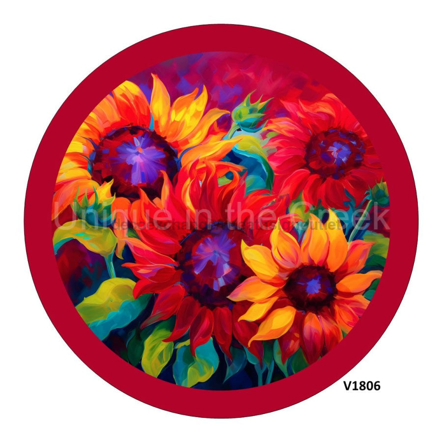 COLORFUL SUNFLOWERS 10.5" Vinyl Wreath Sign - UTIC-VINYL-V1806