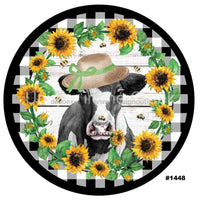 Thumbnail for COW SUNFLOWER FARMHOUSE SUMMER ANIMALS 10.5" Vinyl Wreath Sign - UTIC-VINYL-V1448