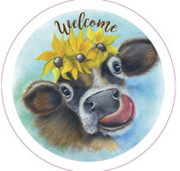 Thumbnail for COW WELCOME IVETH WRIGHT EVERYDAY 10.5" Vinyl Wreath Sign - UTIC-VINYL-VIvethCow
