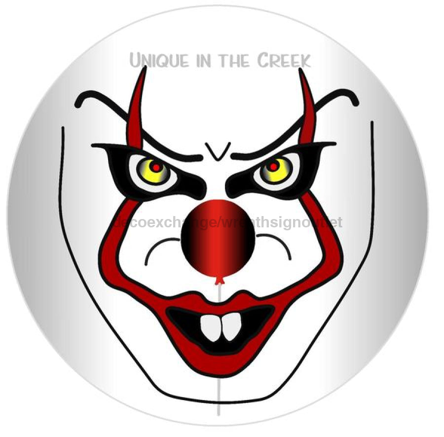 Creepy Clown Face Nickelwise Halloween Autumn Fall 10.5" Vinyl Wreath Sign - UTIC-VINYL-V24