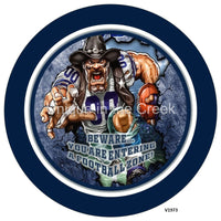 Thumbnail for DAL Football NAVY/SILVER Beware...you are entering a football zone Sports 10.5" Vinyl Wreath Sign - UTIC-VINYL-V1973