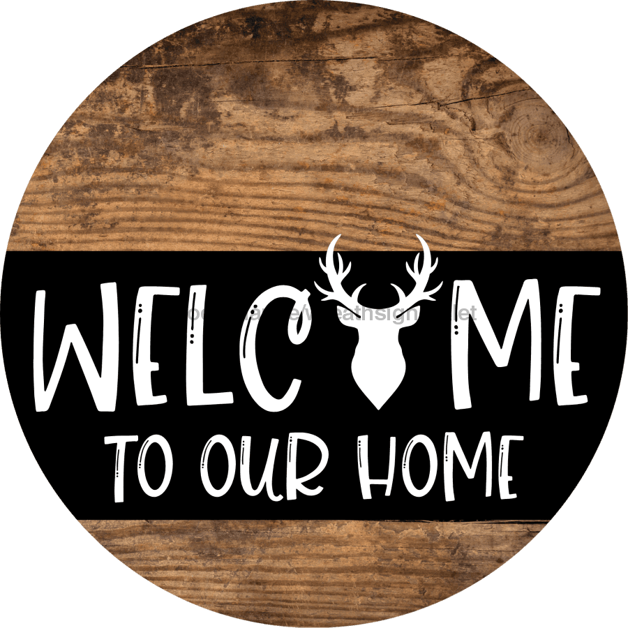 Wreath Sign Deer Welcome To Our Home Decoe-2327 For Round vinyl