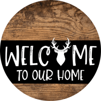 Thumbnail for Wreath Sign Deer Welcome To Our Home Decoe-2327 For Round vinyl