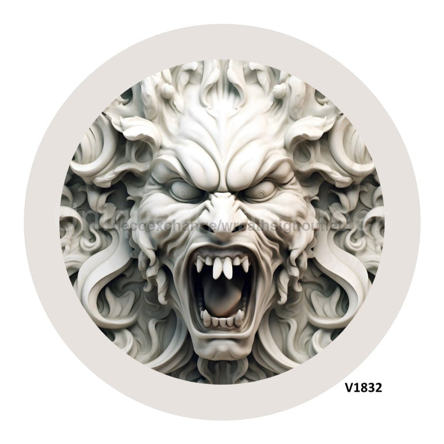 DEMON 3D HALLOWEEN 10.5" Vinyl Wreath Sign - UTIC-VINYL-V1832