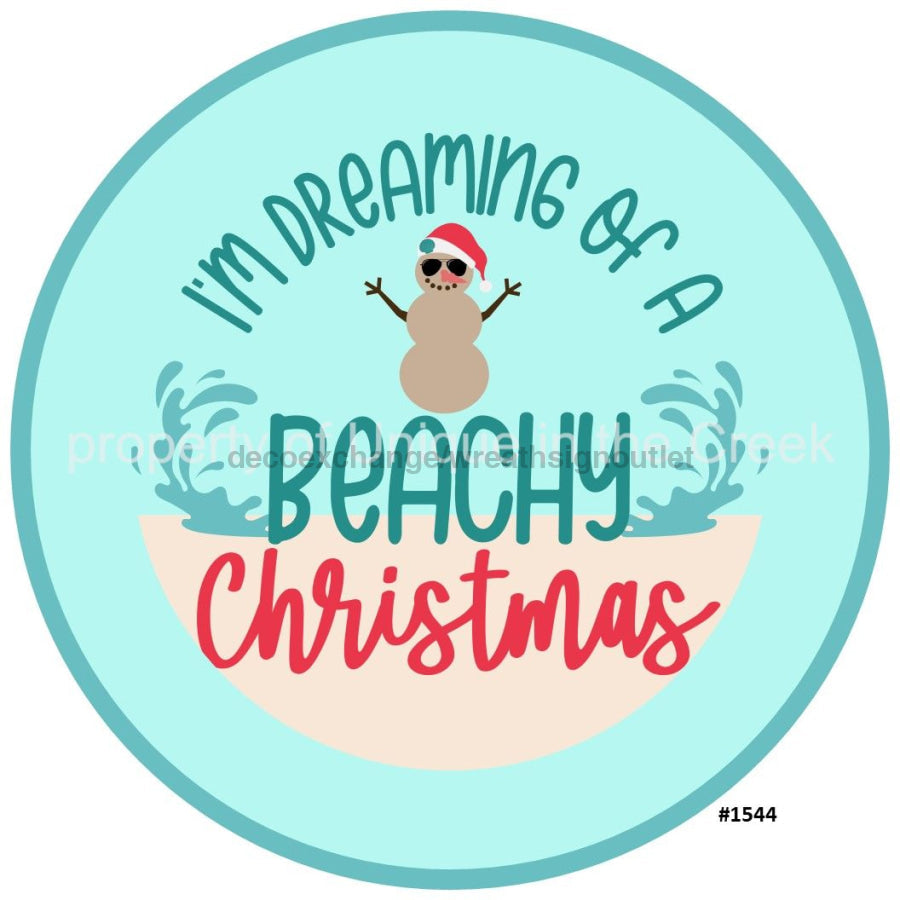 Dreaming Beachy Christmas 10.5" Vinyl Wreath Sign - UTIC-VINYL-V1544