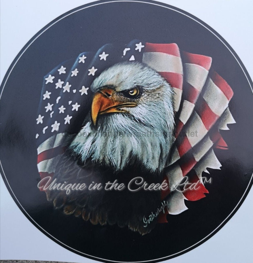 EAGLE PARIOTIC IIVETH WRIGHT SUMMER EVERYDAY 10.5" Vinyl Wreath Sign - UTIC-VINYL-VIvethEagle