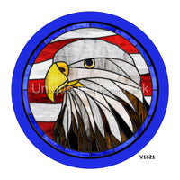 Thumbnail for EAGLE RED/WHITE/BLUE STAINED GLASS LOOK PATRIOTIC / USA 10.5" Vinyl Wreath Sign - UTIC-VINYL-V1621
