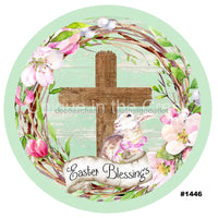 Thumbnail for EASTER BLESSINGS CROSS RELIGIOUS HOLIDAYS 10.5" Vinyl Wreath Sign - UTIC-VINYL-V1446