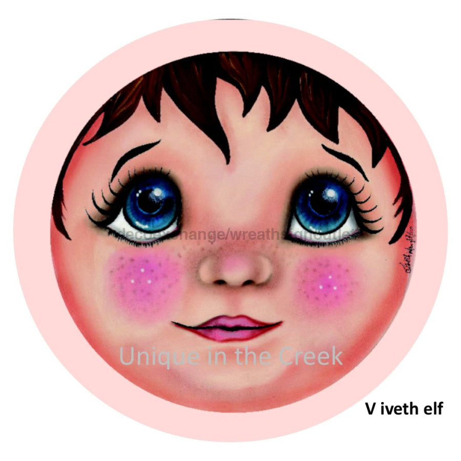 Elf Angel Iveth Wright Christmas Winter 10.5" Vinyl Wreath Sign - UTIC-VINYL-VIvethElfAngel