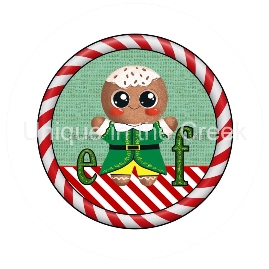 ELF GINGERBREAD CANDY CANE WINTER CHRISTMAS 10.5" Vinyl Wreath Sign - UTIC-VINYL-V1276