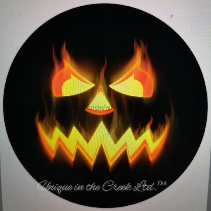 Evil Pumpkin Halloween Autumn Fall 10.5" Vinyl Wreath Sign - UTIC-VINYL-V501