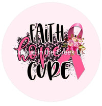 Thumbnail for FAITH HOPE CURE BREAST CANCER AWARENESS 10.5" Vinyl Wreath Sign - UTIC-VINYL-V696
