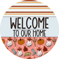 Thumbnail for Wreath Sign Fall Wreath Sign Western Welcome Decoe-2373 For Round vinyl