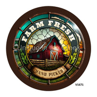 Thumbnail for FARM FRESH / HAND PICKED STAINED GLASS LOOK EVERYDAY 10.5" Vinyl Wreath Sign - UTIC-VINYL-V1671