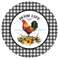 Thumbnail for FARM LIFE ROOSTER FARMHOUSE BUFFALO CHECK WELCOME EVERYDAY 10.5" Vinyl Wreath Sign - UTIC-VINYL-V1169