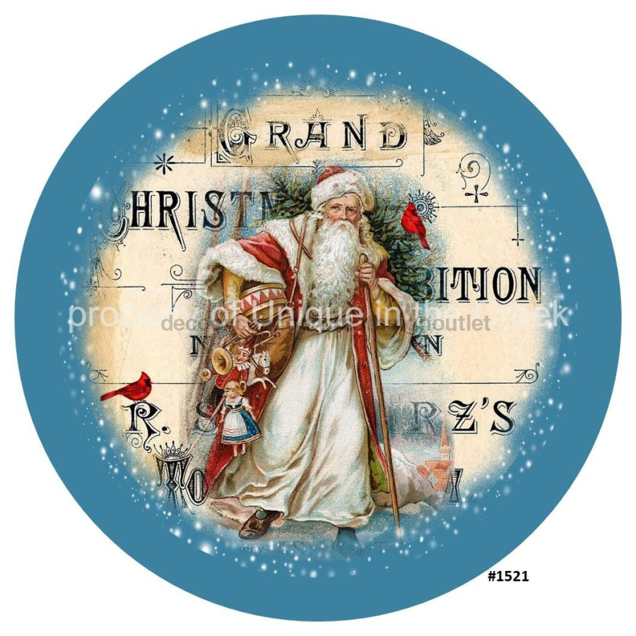 Father Christmas Cardinals Exhibition 10.5" Vinyl Wreath Sign - UTIC-VINYL-V1521