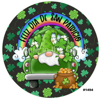 Thumbnail for FELIZ DIA SAN PATRICIO GNOME TRUCK SPANISH SPRING 10.5" Vinyl Wreath Sign - UTIC-VINYL-V1494