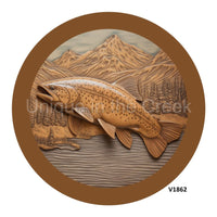 Thumbnail for FISH CARVING 10.5" Vinyl Wreath Sign - UTIC-VINYL-V1862