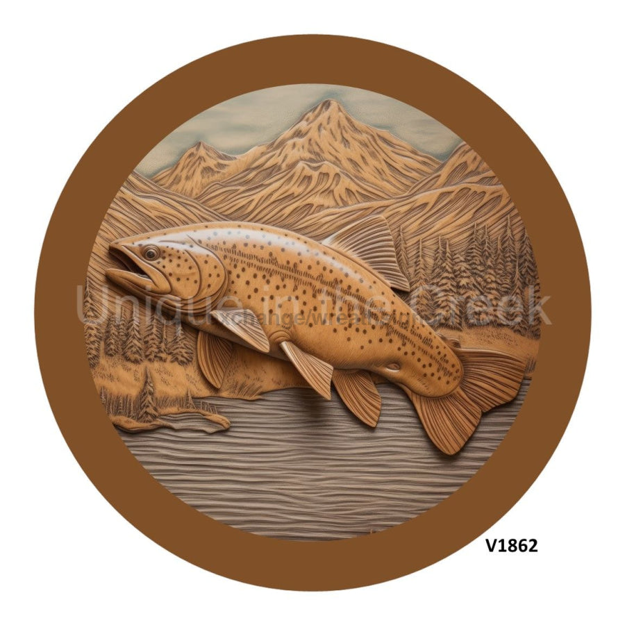 FISH CARVING 10.5" Vinyl Wreath Sign - UTIC-VINYL-V1862