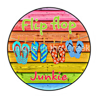 Thumbnail for FLIP FLOP JUNKIE BEACH SUMMER 10.5" Vinyl Wreath Sign - UTIC-VINYL-V1240