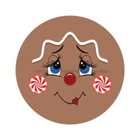 Thumbnail for Gingerbread Girl Face Christmas Winter 10.5" Vinyl Wreath Sign - UTIC-VINYL-V1616