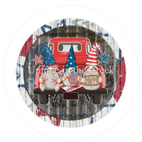 Thumbnail for GNOME RED TRUCK PATRIOTIC RED WHITE BLUE 4TH OF JULY SUMMER 10.5" Vinyl Wreath Sign - UTIC-VINYL-V720