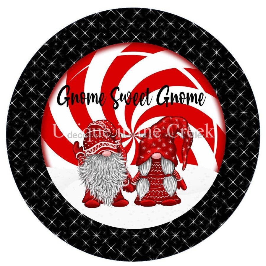 Gnome Sweet Gnome Winter Christmas 10.5" Vinyl Wreath Sign - UTIC-VINYL-V725