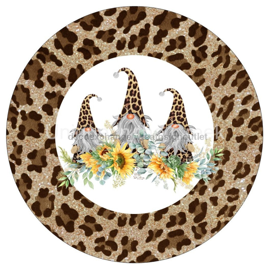 GNOMES SUNFLOWERS SNIMAL PRINT WELCOME EVERYDAY 10.5" Vinyl Wreath Sign - UTIC-VINYL-V1189