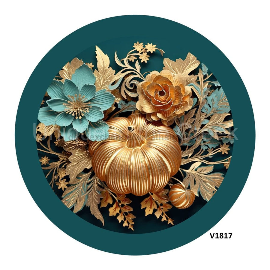 GOLD PUMPKIN FALL 10.5" Vinyl Wreath Sign - UTIC-VINYL-V1817