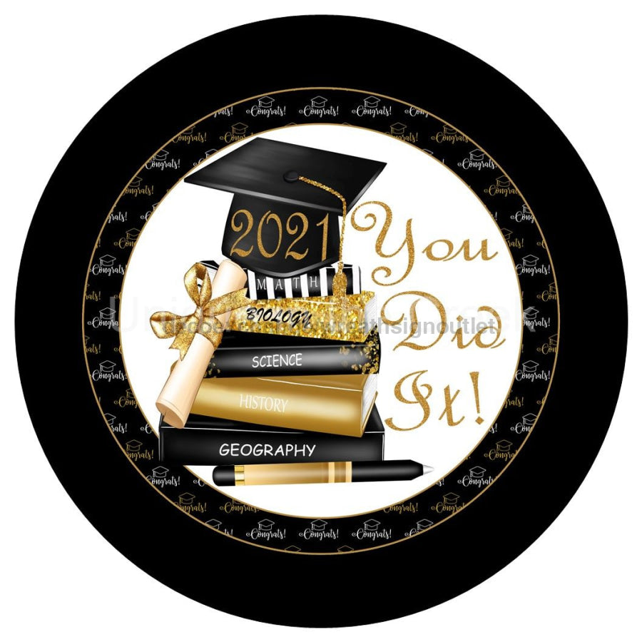 GRADUATION 2021 10.5" Vinyl Wreath Sign - UTIC-VINYL-V1198