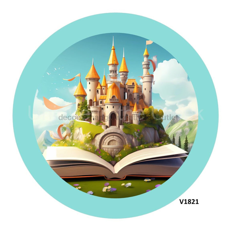 GREEN CASTLE STORYBOOK FAIRYTALE 10.5" Vinyl Wreath Sign - UTIC-VINYL-V1821