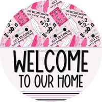 Thumbnail for Wreath Sign Halloween Wreath Sign Funny Welcome Wednesday We Wear Pink Decoe-2392 For Round vinyl