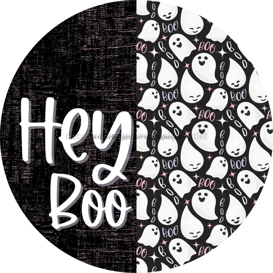 Vinyl Decal Halloween Hey Boo Ghost Decoe-2362 Sign For Wreath Round 10