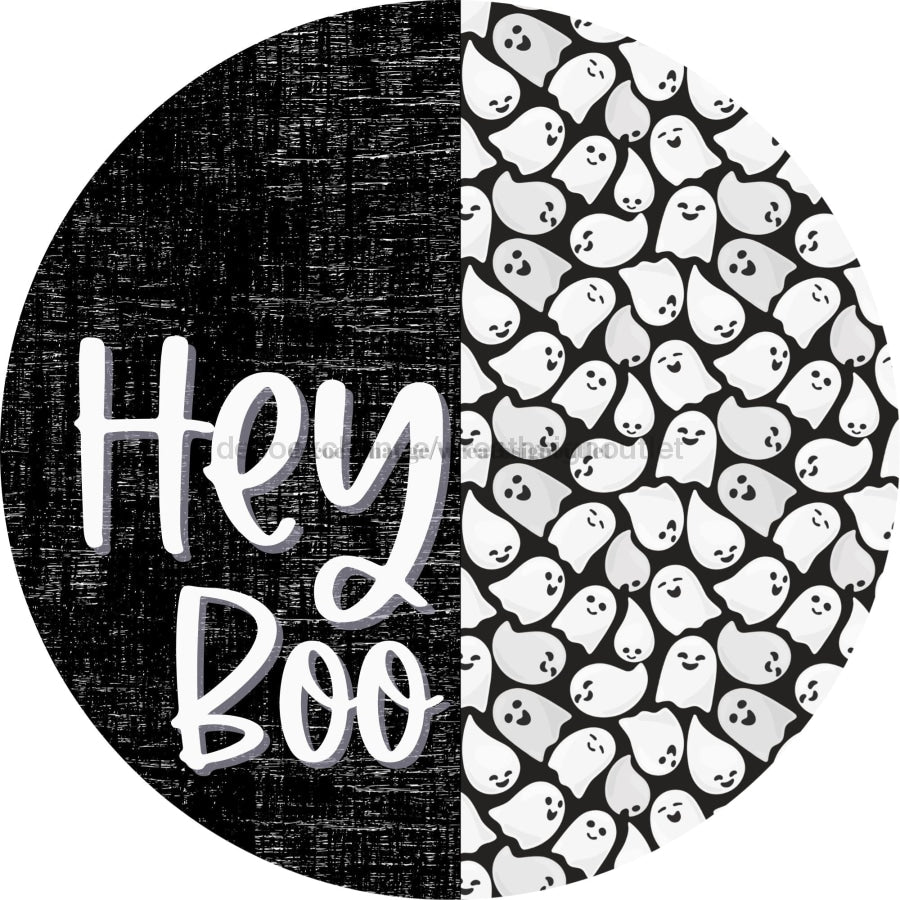 Vinyl Decal Halloween Hey Boo Ghost Decoe-2363 Sign For Wreath Round 10