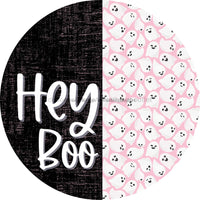 Thumbnail for Vinyl Decal Halloween Hey Boo Pink Ghost Decoe-2365 Sign For Wreath Round 10