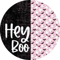 Thumbnail for Vinyl Decal Halloween Hey Boo Pink Ghost Decoe-2366 Sign For Wreath Round 10