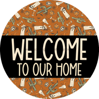 Thumbnail for Wreath Sign Halloween Wreath Sign Welcome Western Decoe-2368 For Round vinyl