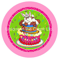 Thumbnail for HAPPY BIRTHDAY BUNNY 10.5" Vinyl Wreath Sign - UTIC-VINYL-V1101