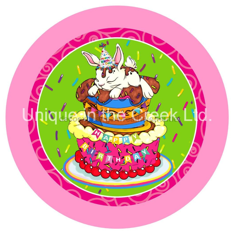 HAPPY BIRTHDAY BUNNY 10.5" Vinyl Wreath Sign - UTIC-VINYL-V1101