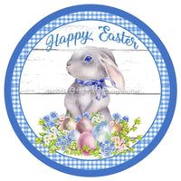Thumbnail for HAPPY EASTER BUNNY RABBIT FLOWERS 10.5" Vinyl Wreath Sign - UTIC-VINYL-V1383