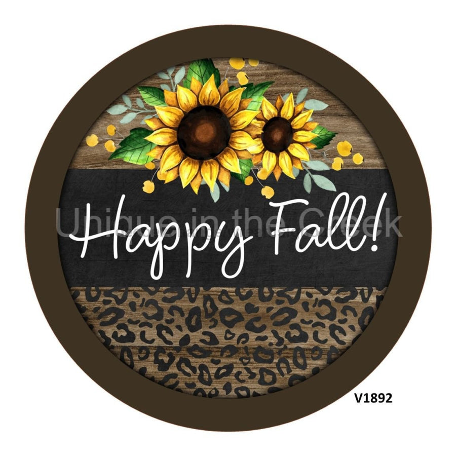 HAPPY FALL SUNFLOWER 10.5" Vinyl Wreath Sign - UTIC-VINYL-V1892